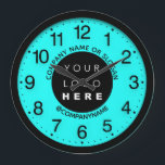 Company Logo Abstract Aqua Water SPA Name Slogan Large Clock<br><div class="desc">Unique minimal and decorative 
Corresponds to actual fashion trend in home decor.
You can change the shape and colour of the hand.</div>