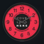 Company Logo Abstract Red Black SPA Name Slogan  Large Clock<br><div class="desc">Unique minimal and decorative 
Corresponds to actual fashion trend in home decor.
You can change the shape and colour of the hand.</div>