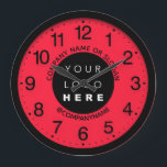 Company Logo Abstract Red Black SPA Name Slogan  Large Clock<br><div class="desc">Unique minimal and decorative 
Corresponds to actual fashion trend in home decor.
You can change the shape and colour of the hand.</div>