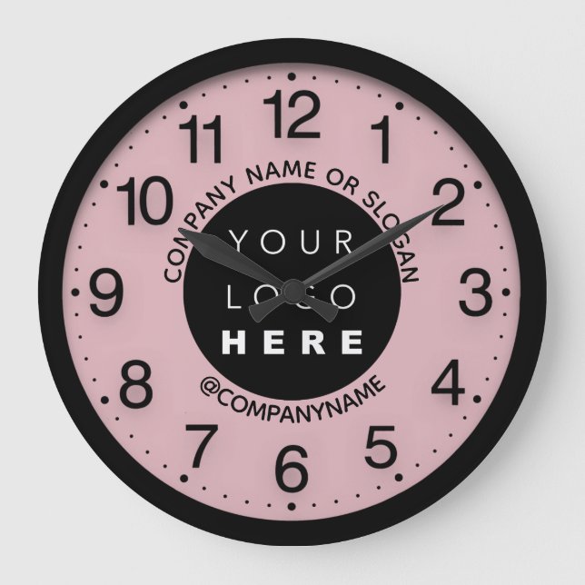 Company Logo Abstract Rose Pastel SPA Name Slogan  Large Clock (Front)