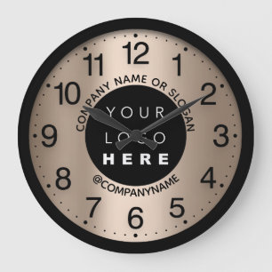 Company Logo Abstract Rose Skinny Name Slogan  Large Clock
