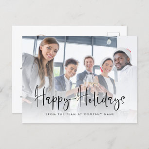 Company Logo Add Photo Happy Holidays Script Postcard