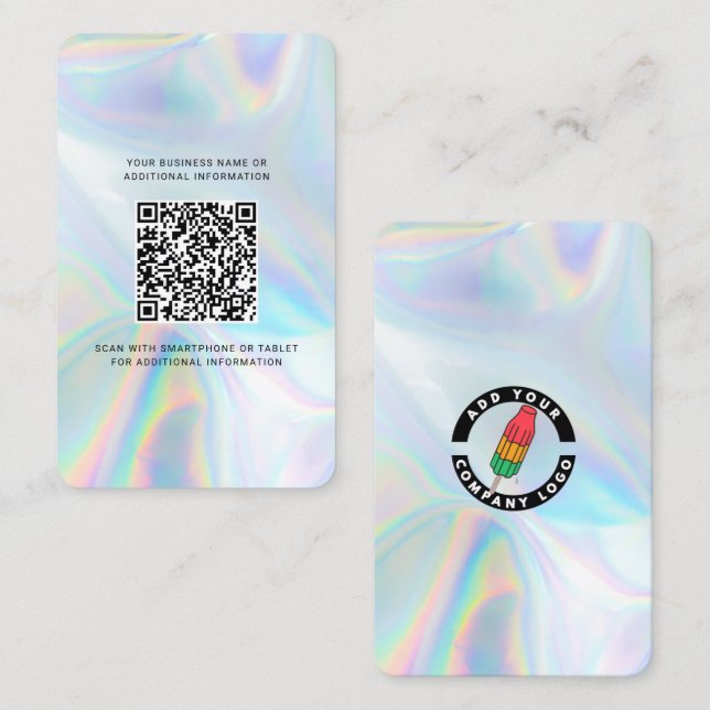 Company Logo and QR Code Holographic Print Business Card (Front/Back)