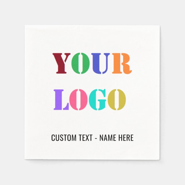 Company Logo and Text Promotional Business Napkins (Front)