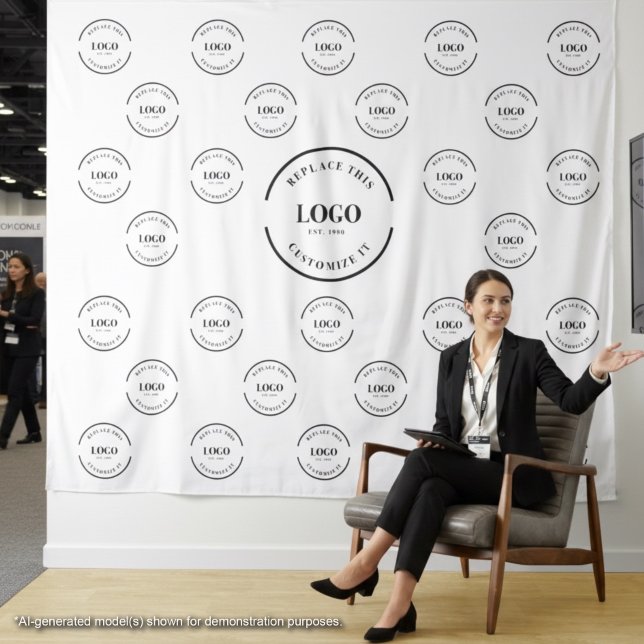 Company Logo backdrop Instant step and repeat Tapestry (Step and repeat logo backdrop with custom branding.)