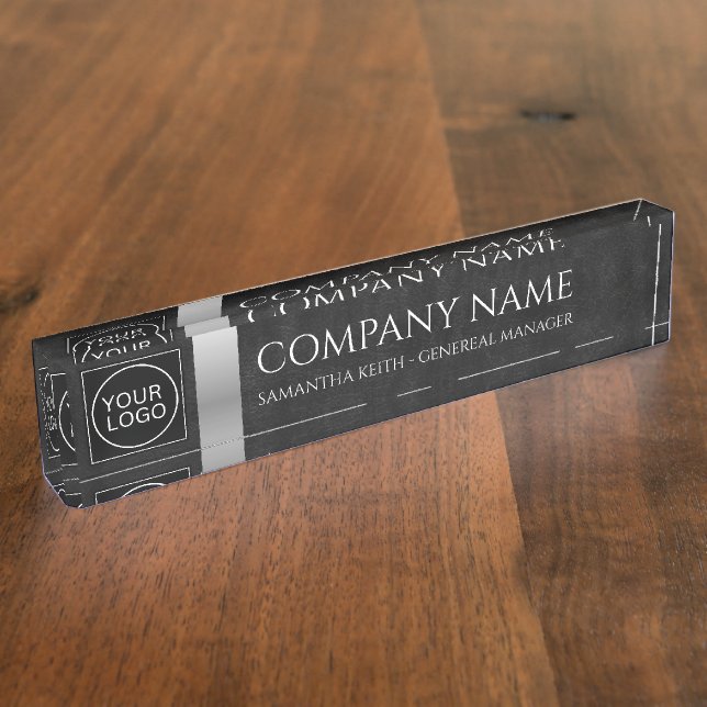 Company Logo Black and Silver Custom Nameplate (Side)