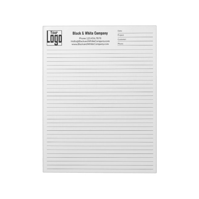 Company Logo Black College Rule Project Identifier Notepad (Rotated)