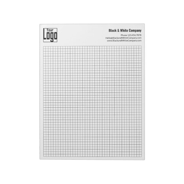 Company Logo Black Grid Graph Calcpad Notepad (Rotated)