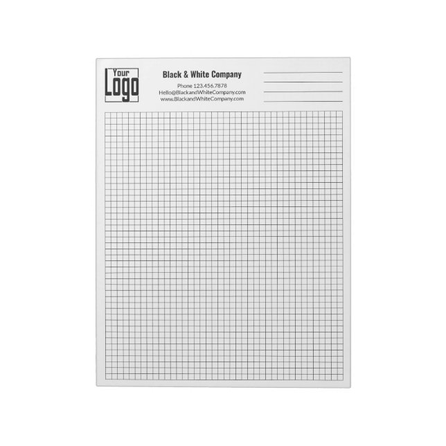 Company Logo Black Grid Graph Notepad (Rotated)