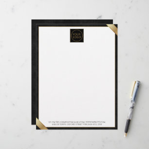 Company Logo Black Leather Premium Letterhead