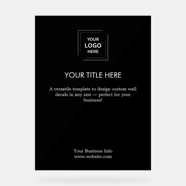 Company Logo | Black Modern Professional  Acrylic Sign (Front)