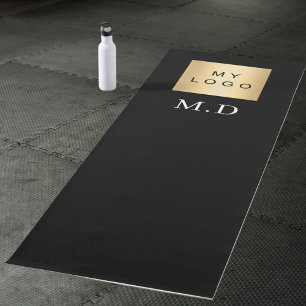 Company logo black monogram business studio yoga mat