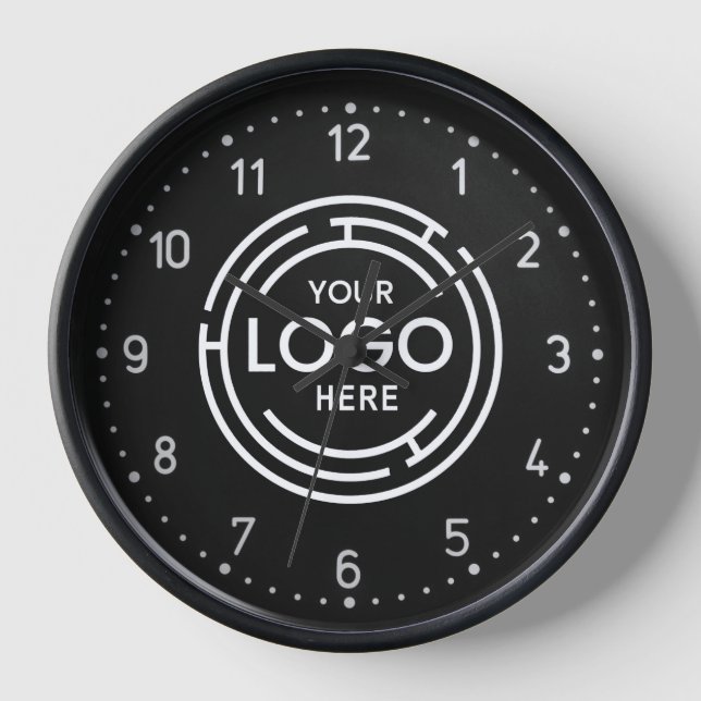 Company Logo Black White Clock (Front)