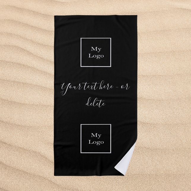 Company logo black white text business beach towel (Creator Uploaded)