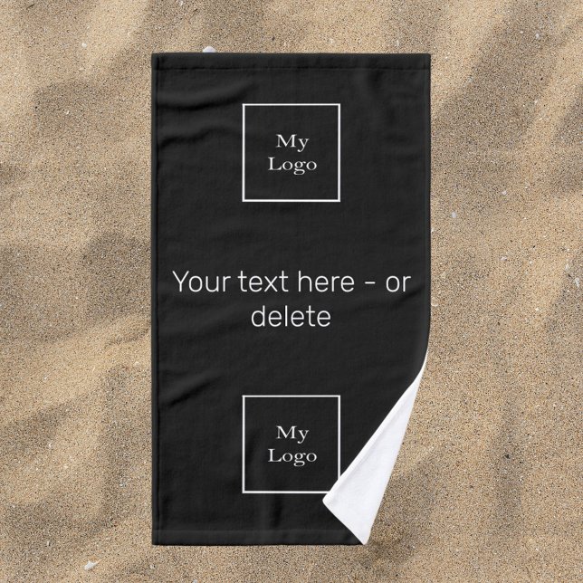 Company logo black white text business hand towel (Creator Uploaded)