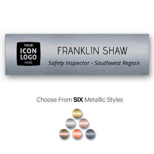 Company Logo Brushed Charcoal Professional ID  Name Tag