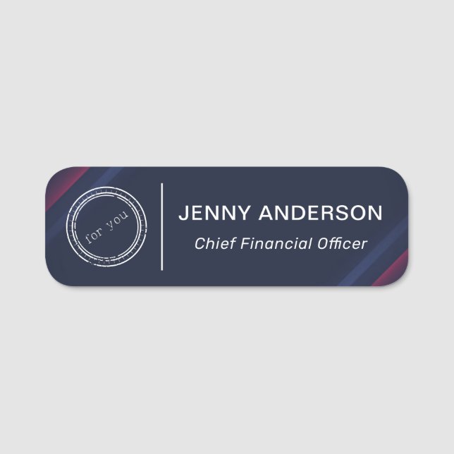 Company Logo Brushed Faux Employee Name Tag (Front)