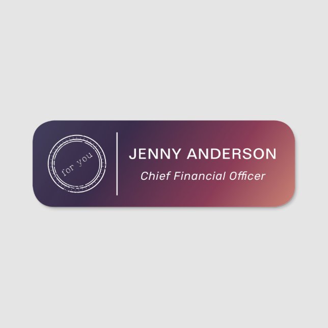 Company Logo Brushed Faux Employee Name Tag (Front)