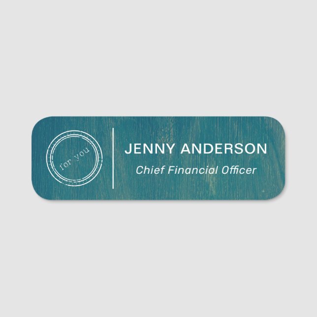 Company Logo Brushed Faux Employee Name Tag (Front)
