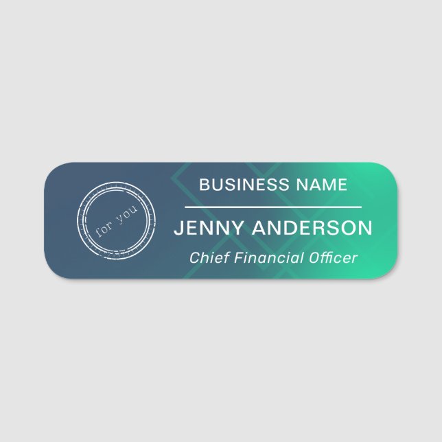 Company Logo Brushed Faux Employee Name Tag (Front)