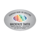 Company Logo Brushed Grey Colour Plastic Oval