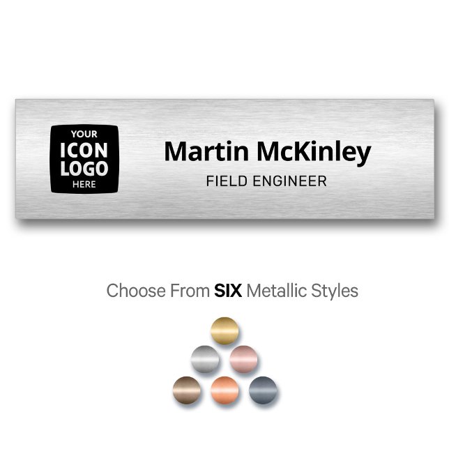 Company Logo Brushed Silver Professional ID  Name Tag (Creator Uploaded)