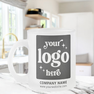 Company Logo Business Client Gift Custom Employee Frosted Glass Coffee Mug