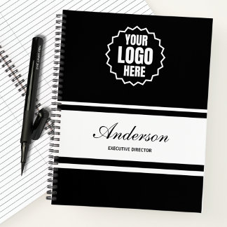 Company Logo Business Monogram Script Name & Title Notebook