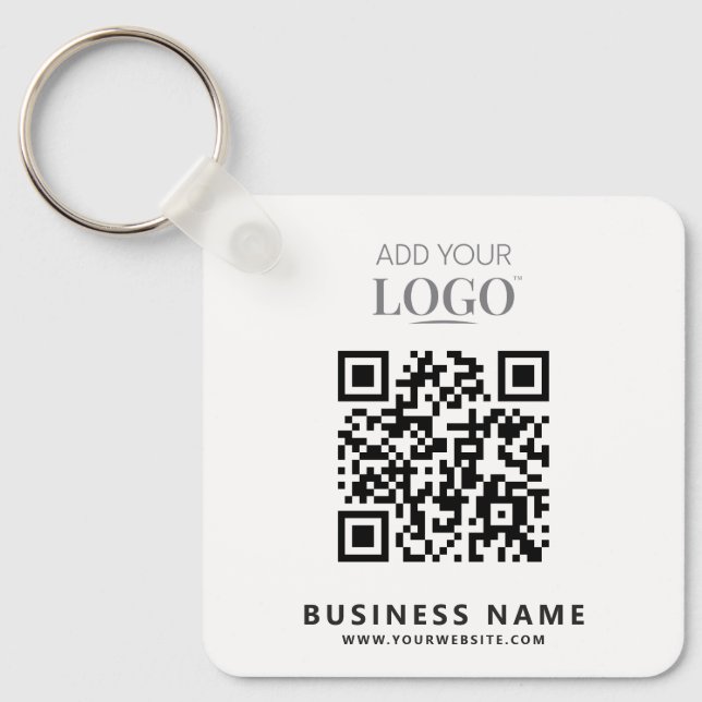 Company Logo Business Name Branding QR Code & Text Key Ring (Front)