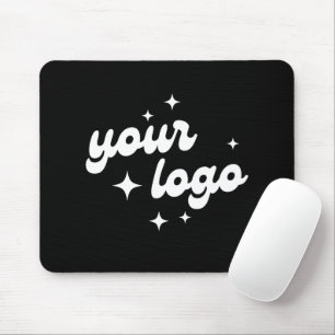 Company Logo Business Name Simple Black & White Mouse Mat