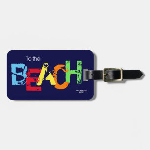 Company Logo Colourful Beach Typography Navy Beach Luggage Tag