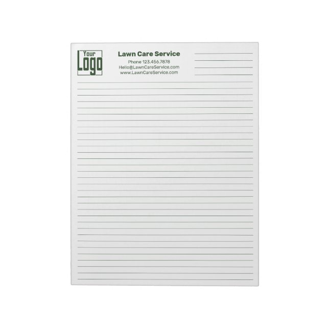Company Logo Contact Green Line College Rule  Notepad (Rotated)