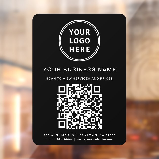 Company Logo Create Your QR Code Black Window Cling (Sheet 2)