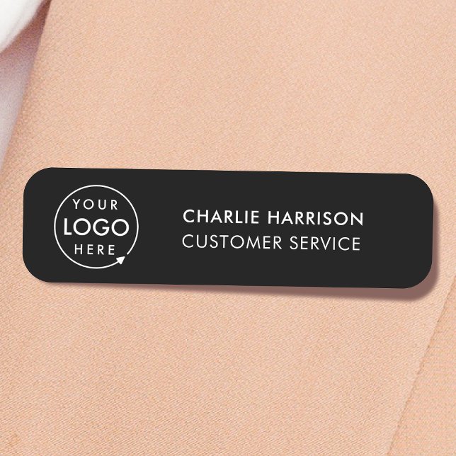 Company Logo | Custom Employee Staff Black Name Tag (Creator Uploaded)