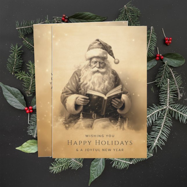 Company Logo Customised Vintage Antique Christmas Holiday Card (Creator Uploaded)