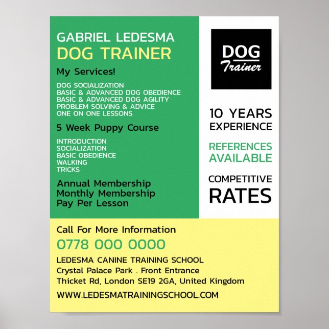 Company Logo, Dog Trainer Advertising Poster (Front)