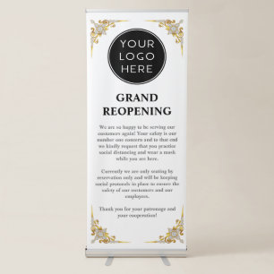 Company Logo Elegant Gold Grand Reopening Retractable Banner