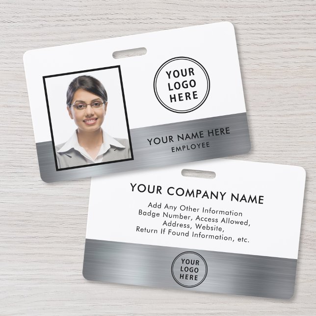 Company Logo Employee Photo ID Silver ID Badge (Creator Uploaded)