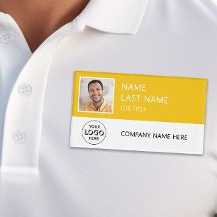 Company Logo Employee Photo Magnetic Yellow Name Tag