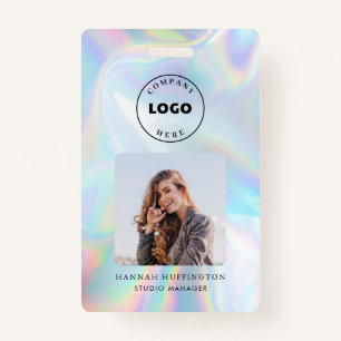 Company Logo Employee QR Code Holographic Photo ID ID Badge