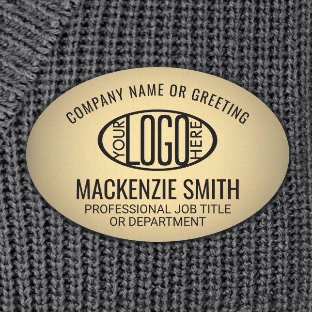 Company Logo Gold Colour Plastic Oval Employee Name Tag (Creator Uploaded)
