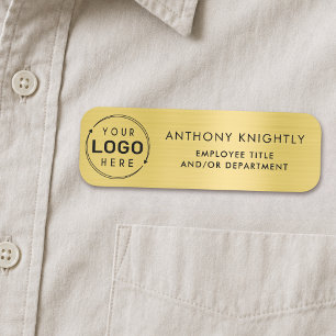 Company Logo Gold Faux Metallic Gold Plastic Name Tag
