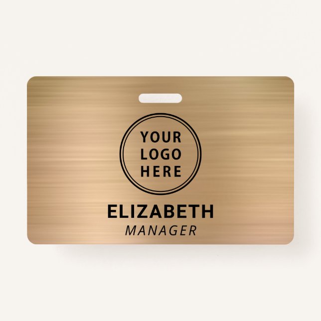 Company Logo Gold Name ID Badge (Front)
