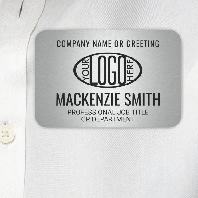 Company Logo Gray Color Printed Plastic Employee Name Tag (Creator Uploaded)