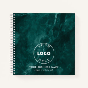 Company Logo Green Marble Business Custom Notebook