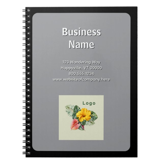 Company Logo Grey Spiral Photo Notebook (Front)
