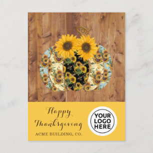 Company Logo Happy Thanksgiving Pumpkin Holiday Postcard