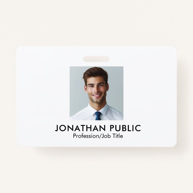 Company Logo Here Employee Photo Template Custom ID Badge (Front)