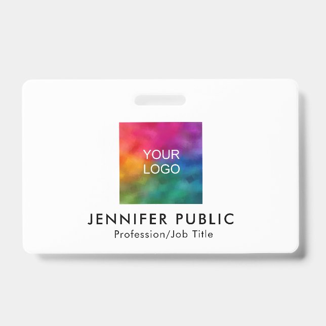 Company Logo Here QR Code Template Name And Title ID Badge (Front)