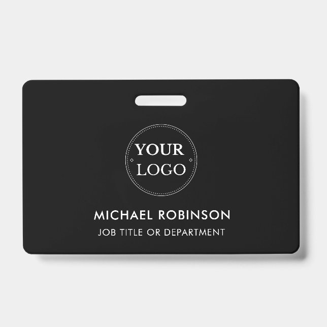 Company Logo ID Employee Staff Minimalist Black Badge (Front)